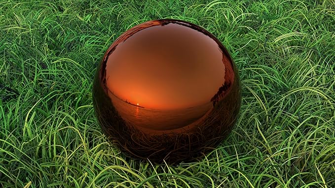 Lulu Decor, Dark Copper Stainless Steel Gazing Mirror Ball Size 14 with Stand