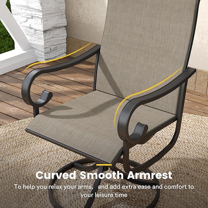VICLLAX Swivel Patio Chairs Set of 6, 360-degree All-Weather Outdoor Swivel Chairs for Lawn Garden, Patio Dining Chairs, Black Metal Frame and Textilene Mesh Fabric