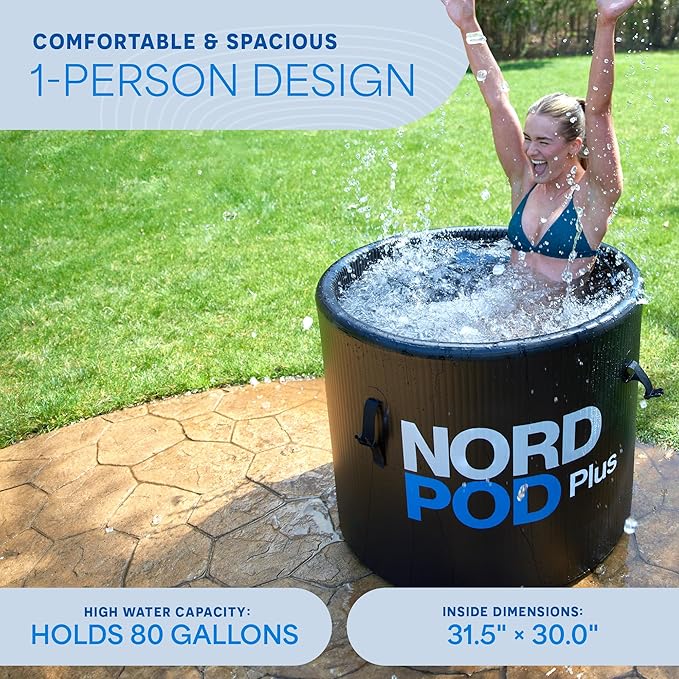 Lifepro NordPod Plus Portable Ice Bath Tub – Cold Plunge Recovery Tub for Athletes, Outdoor/Indoor Use – XL 80-Gallon Capacity with All-Weather Lid – Foldable Ice Pod for Cold Water Therapy