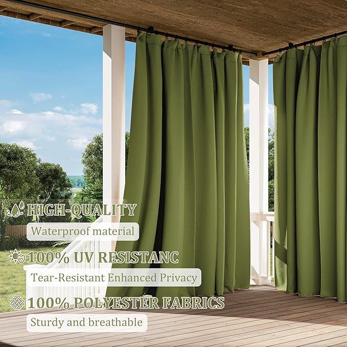 Gazebo Universal Replacement Privacy Curtain,10'×12' Gazebo Outdoor Waterproof Curtains, 4-Panels Sidewall Curtains with Double Zipper for Patio Canopy, Garden and Backyard (Curtain Only)