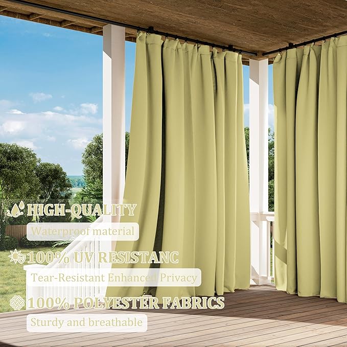 Gazebo Universal Replacement Privacy Curtain,12'×14' Gazebo Outdoor Waterproof Curtains, 4-Panels Sidewall Curtains with Double Zipper for Patio Canopy, Garden and Backyard (Curtain Only)