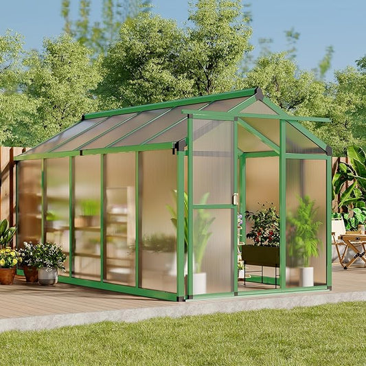 6x10 FT Greenhouse, Greenhouse for Outdoors, Polycarbonate Greenhouses with Quick Setup, Aluminum Frame and Roof Vent, Lockable Door for Backyard, Green Houses for Outside Garden Backyard, Patio