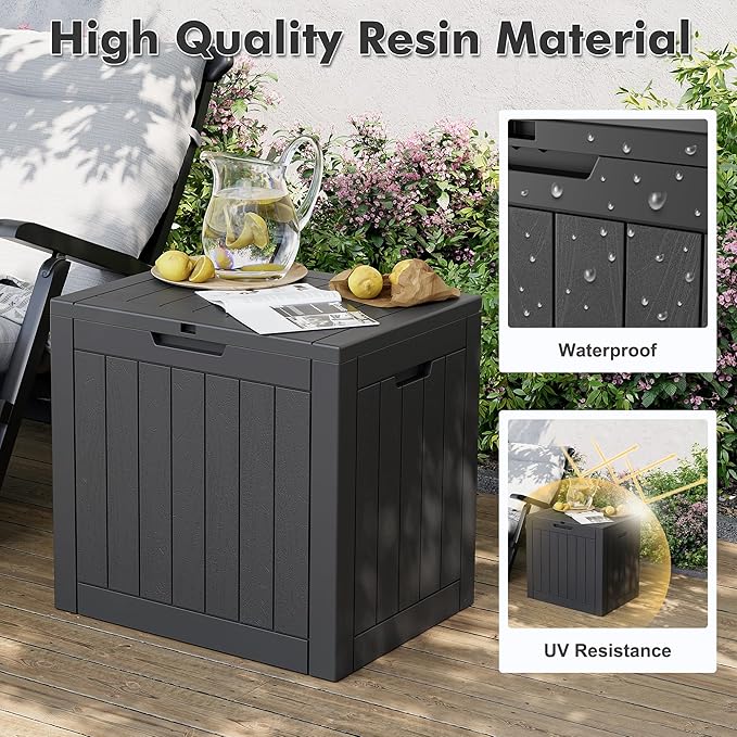 31 Gallon Outdoor Storage Box, Resin Deck Boxes Outdoor Waterproof For Patio Furniture, Garden Tools, Pool Supplies, Durable And UV Resistant, Lockable
