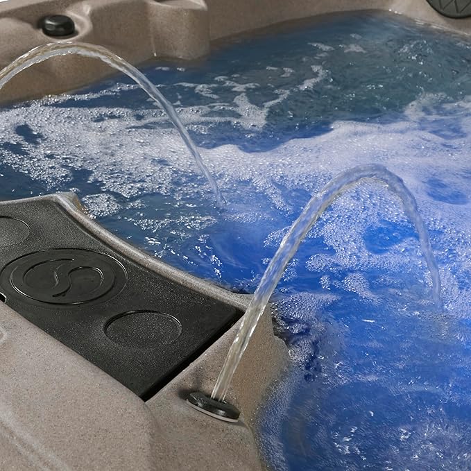 Palm Beach Outdoor Hot Tub, 6-7 Person 30-Jet, 82-Port Bench Spa with Ice Bucket by Aqualife by Strong Spas
