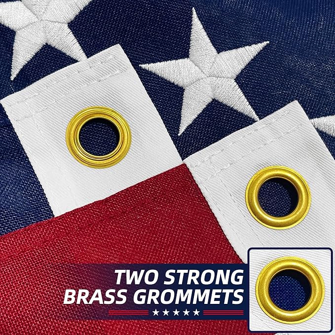 Premium American Flag 8x12 Ft TearProof Series for Outside, Heavy Duty Outdoor，Longest Lasting, Super Tough Fade Resistant Spun Polyester, High Wind US Outdoor Flags Embroidered Stars, Sewn Stripes, Brass Grommets