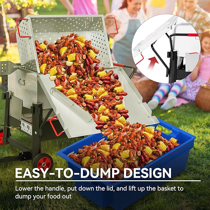 Creole Feast CFB2001 150 QT Crawfish Boiler, Outdoor Double Sack Propane Gas Crawfish Cooker with Foldable Cylinder Mounting Bracket and Stirring Paddle for Seafood & Crawfish Season, Black