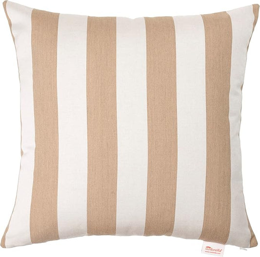 Austin Horn Classics Sunbrella Maxim Heather Beige Cabana Stripe, Knife Edge, Zippered Opening, 24-inch Pillow Cover (Set of 2), No Insert Included
