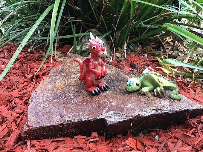 GlitZGlam Cody The Green Miniature Dragon of Azar for Your Fairy Garden/Miniature Garden
