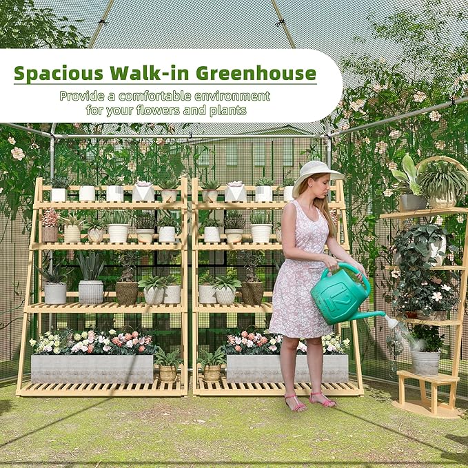 MU 9.4x9.4x8.2 FT Greenhouses for Outdoors, Heavy-Duty Green House for Outside, Walk in Winter Greenhouse with 180g Double Layer PE Cover, Ground Stakes, Great for Garden/Patio/Backyard