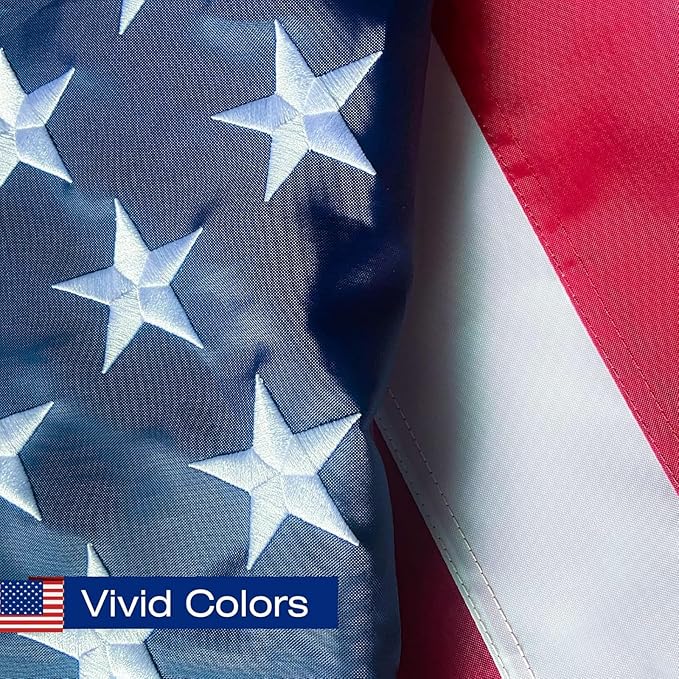 Sleeved Us Flag 2.5x4,Nylon American Flag Sleeve,New 420D Nylon,Heavy Duty Durable TearProof,Embroidered Stars,Sewn Stripes,UV Protection，Sleeved American Flag (Pole NOT Included)