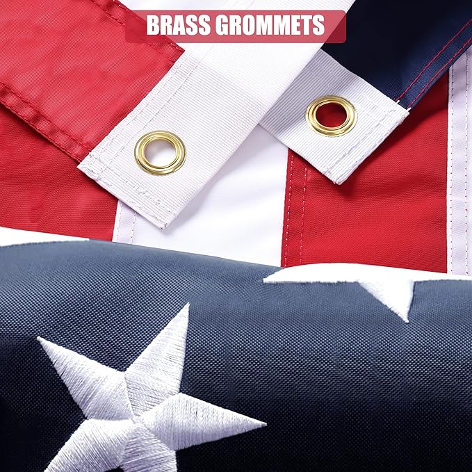American Flag 3x5 Ft, Outdoor Premium US Flags, Heavy Duty Durable, 420D Polyester, Embroidered Stars, Brass Grommets