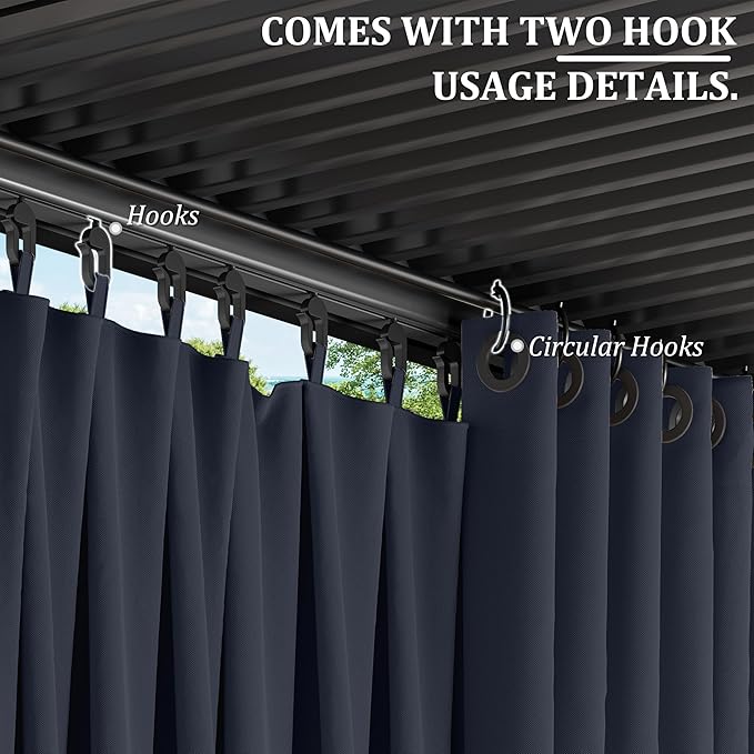 Gazebo Universal Replacement Privacy Curtain,12'×16' Gazebo Outdoor Waterproof Curtains, 4-Panels Sidewall Curtains with Double Zipper for Patio Canopy, Garden and Backyard (Curtain Only)