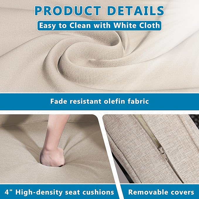 Vista Vibe 2 Pieces Patio Wicker Ottomans, Luxurious Footstools, Outdoor Small Footrest, Wicker Furniture with Removable Cushions, All-Weather PE Rattan, Garden, Backyard, Porch(Brown/Beige)