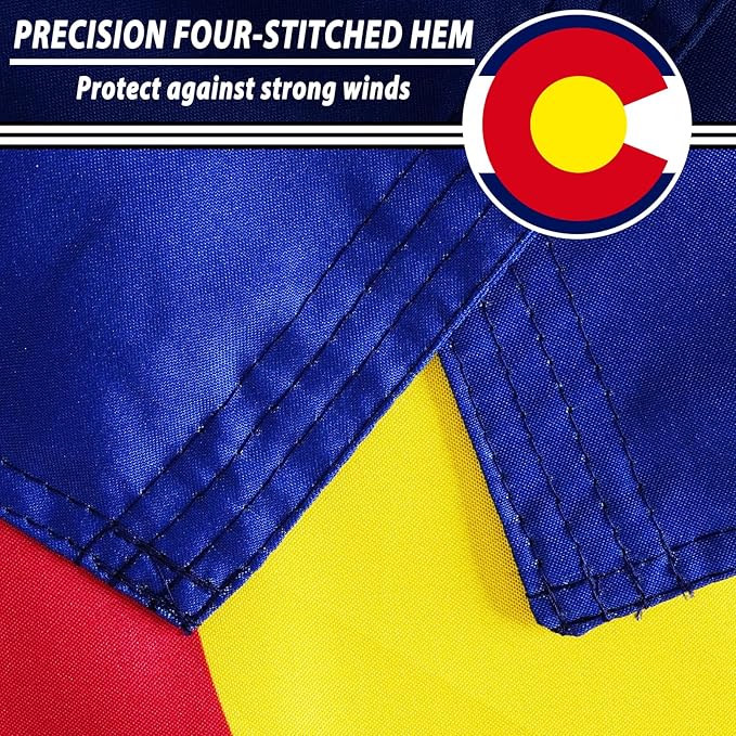 FLAGWIN Colorado Flag 3x5 FT - 3 Ply Double Sided Polyester Flag with Brass Grommets - Vivid Color and Fade Proof State of Colorado Flags 3x5 Outdoor