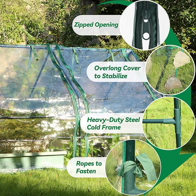 Gardzen Mini Greenhouse, Portable Cold Frame Green House Indoor Outdoor, Small Greenhouse for Seed Starting & Plant Protection, 71.7"(L) x36.2(W) x42.5(H)