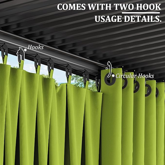 Gazebo Universal Replacement Privacy Curtain,12'×20' Gazebo Outdoor Waterproof Curtains, 4-Panels Sidewall Curtains with Double Zipper for Patio Canopy, Garden and Backyard (Curtain Only)