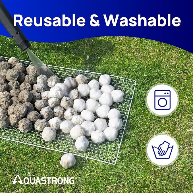 AQUASTRONG Pool Filter Balls for Sand Filters, 4.6 lbs Reusable Pool Sand Filter Balls (Replaces 150 lbs Pool Filter Sand), Efficient Water Filtration Pool Filter Balls for Swimming Pools