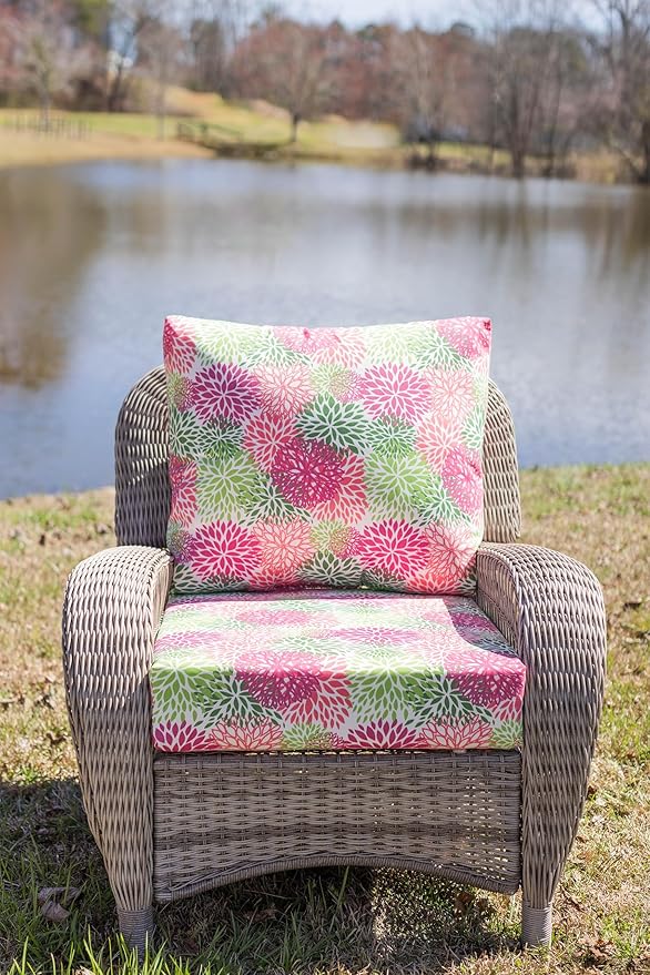 RSH DECOR Deep Seating Cushion with Pillow Back | 23.5” x 25” x 5" Seat | Water and Fade-Resistant Spun Fabric | Made in USA | Outdoor Chair Cushion Set for Patio Furniture (Charcoal Grey)