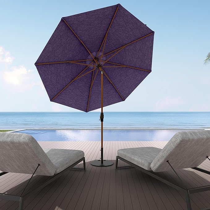 Midtown Umbrellas Wooden 2-9 Feet Outdoor Patio Umbrella, Terylast Purple Texture Fabric, Aluminum Frame For Backyard Umbrella, Deck Umbrella, Garden Umbrella & Pool Umbrella - Wooden Pole