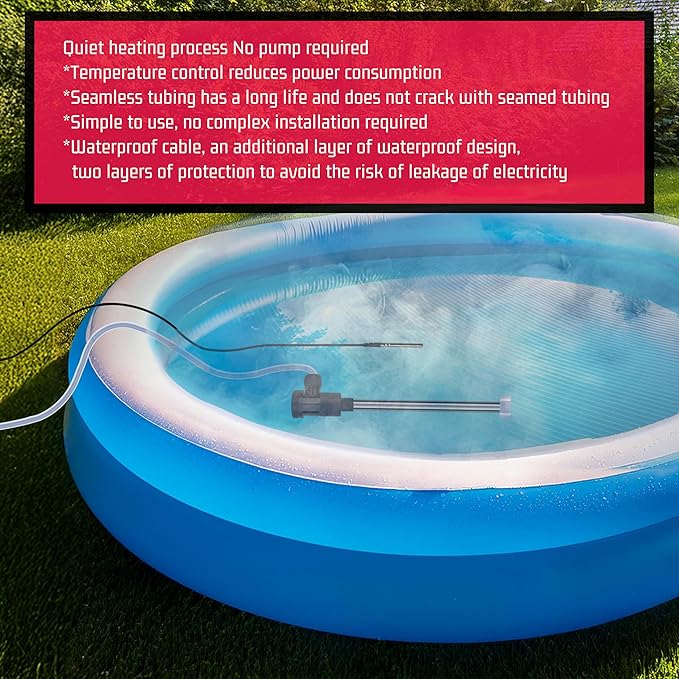 240V 3000W Titanium Submersible Electric Immersion Water Heater with Thermostat & GFCI – Portable Heater for Swimming Pools, inflatable pool, Above Ground Pool, Baptistry, Spa Tubs & Hot Tub