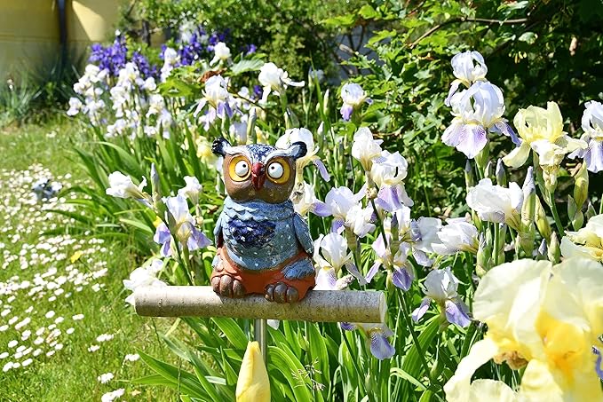 Ceramic Garden Decor - Owl Lawn Stake - Outdoor Statue - Perfect, Unique Gifts for Gardeners Woman, Men, Yard Gifts - Handmade, Frostproof