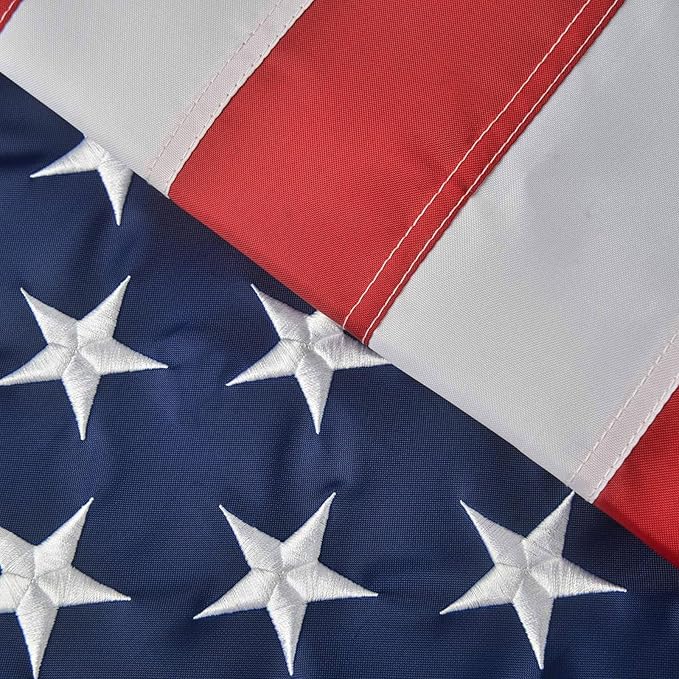 American Flag 8x10 Ft, Large American Flags for Outside, US USA Flag, Vivid Color, Sewn Stripes, Brass Grommets, Embroidered Stars, Perfect for Indoor/Outdoor High Wind Use