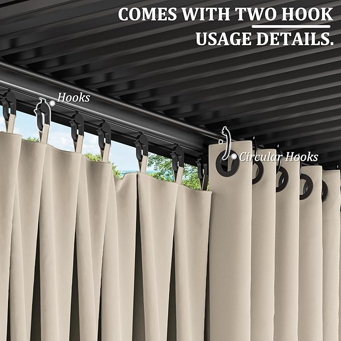 Gazebo Universal Replacement Privacy Curtain,12'×12' Gazebo Outdoor Waterproof Curtains, 4-Panels Sidewall Curtains with Double Zipper for Patio Canopy, Garden and Backyard (Curtain Only)