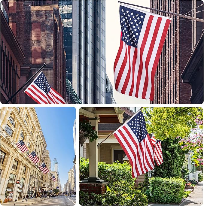 American Flag 3x5 Ft, US Deluxe Embroidered Heavy Duty Polyester Durable Outside Flags with Brass Grommets