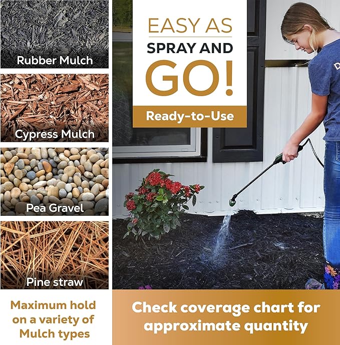 Dominator Mulch Anchor 1 Gallon - Mulch Glue & Gravel Binder, Rock Glue for Landscaping, Pea Gravel & Bark, Strong Stabilizer & Stone Glue Adhesive, Ready to Use, Made in US