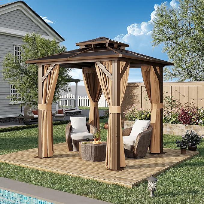 8 Ft. W X 8 Ft. D Aluminum Patio Hardtop Gazebo