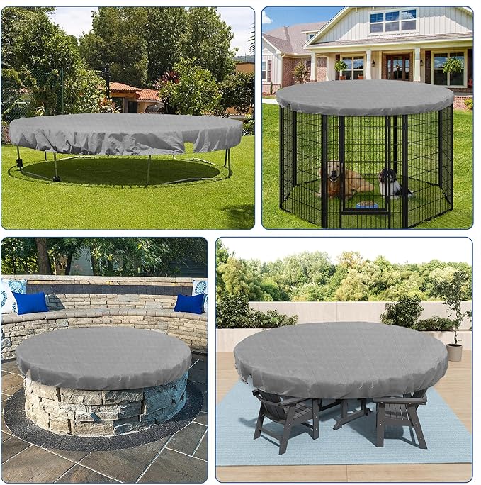 ECOOPTS 6 ft Round Pool Cover for Above Ground Pools, Swimming Pool Cover Protector Winter Safety Cover (Light Grey)