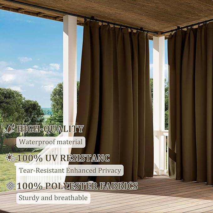 Gazebo Universal Replacement Privacy Curtain,10'×10' Gazebo Outdoor Waterproof Curtains, 4-Panels Sidewall Curtains with Double Zipper for Patio Canopy, Garden and Backyard (Curtain Only)