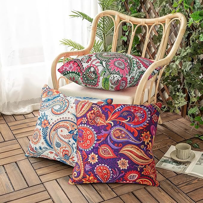 Outdoor Pillows Set of 2, 12''×20''Waterproof Throw Pillow for Patio Furniture, Feathers and Down Filled Outside Decorative Pillows Inserts for Garden, Porch Swing, Couch and Sofa
