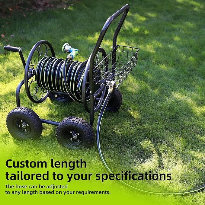 Worth Leader Long Garden Hose 5/8 in. x 100 ft. -No Kink, Flexible, Leakproof, Male to Female Fittings -Heavy Duty Durable PVC Lightweight Water Pipe with Brass Aluminum Ends for Household & Yard Use