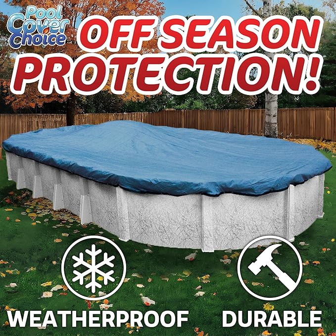 Winter Swimming Pool Cover for 12 ft x 24 ft Aboveground Oval Pool Size, Superb Choice Series, Solid Material, Color - Iron Gray, Pool Cover Choice 511224-4CHOICE
