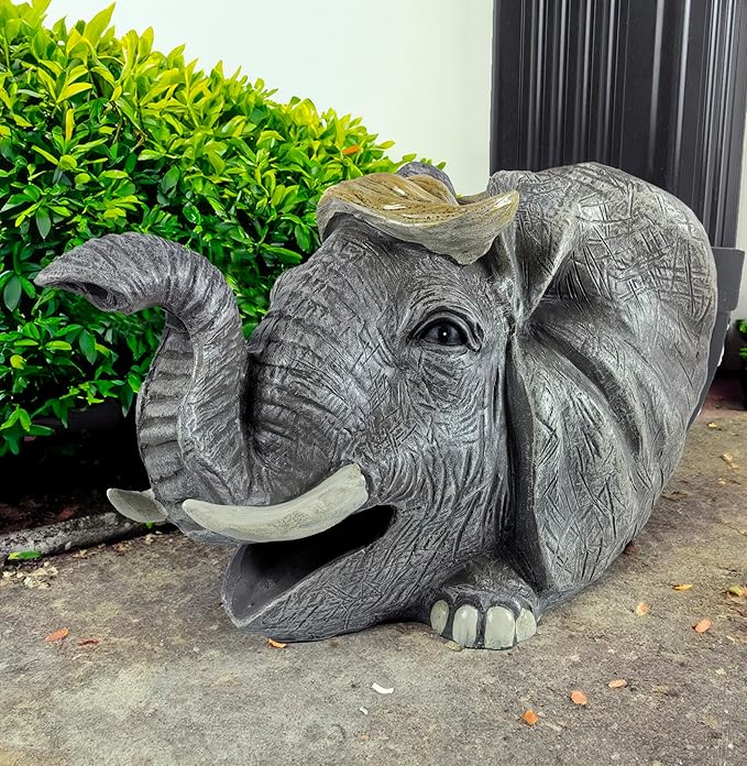 coolboy Elephant Statue Gutter Downspout Extension Decorative,Animal Garden Statue Outdoor Decor,3"×4" Rain Gutter Downspout Splash Block,Rain Downspout Diverter