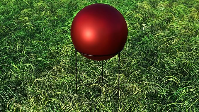 Lulu Decor, Matt Red Stainless Steel Gazing Mirror Ball Size 12 with Stand