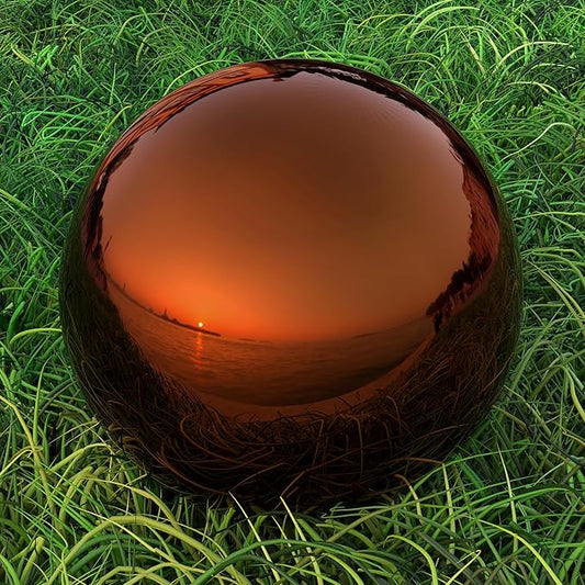 Lulu Decor, Copper Stainless Steel Gazing Mirror Ball Size 12, Smooth Shiny Finish Garden Decoration Globe