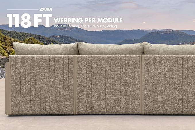PURPLE LEAF Patio Furniture Set 8 Pieces Outdoor Conversation Sets PP Rope Patio Sofa with Cushions Manual Weaving Deep Seating Furniture for Porch Lawn Backyard Beige