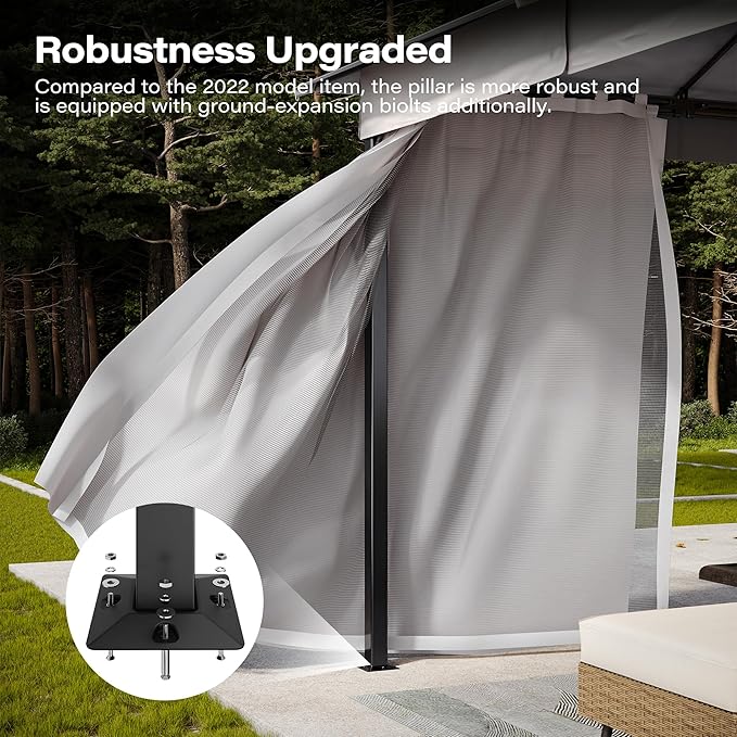 Outdoor Patio Gazebo 10x13FT, Heavy Duty Party Tent & Shelter with 2-Tier Roof and Expansion Bolts, Mosquito Nettings and Privacy Screens for Backyard, Garden, Poolside, Gray