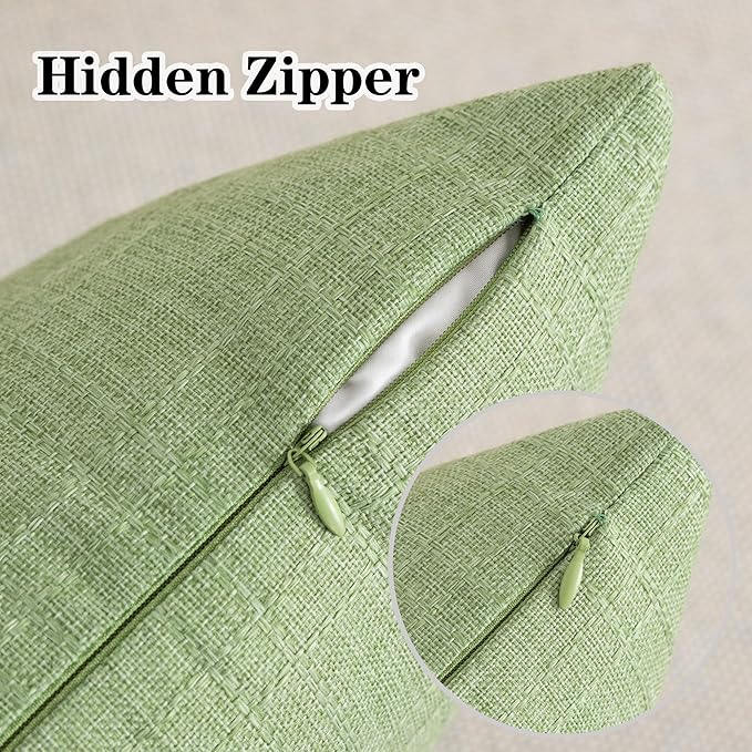 Kevin Textile Pack of 2 Outdoor Waterproof Pillow Covers Decorative Farmhouse Throw Pillow Covers Checkered Couch Pillow Covers Spring for Patio Tent Bed Sofa Living Room 12x20 Inch Sage Green