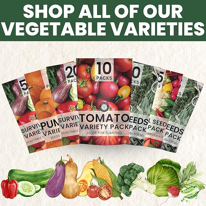 20 Vegetable Seed Packets | Survival Variety Pack | 2025 Season | Individually Packed Vegetables, Herbs and Fruits | Emergency Seed Vault for Doomsday Prepping | by Family Sown