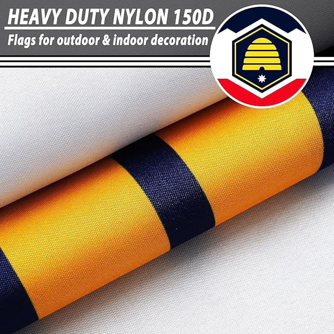 FLAGWIN New Utah Flag 3x5 FT - 3 Ply Double Sided Polyester Flag with Brass Grommets - Vivid Color and Fade Proof State of New Utah Flags 3x5 Outdoor