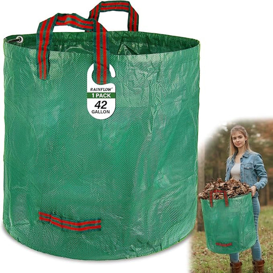 1PC Yard Waste Bag-42 Gallon Trash Bags,Reusable Lawn Leaf Bags,Standable Garden Waste Bags With 4 Handles,Collapsible Gardening Containers for Lawn and Leaf Trash,Weed Bag