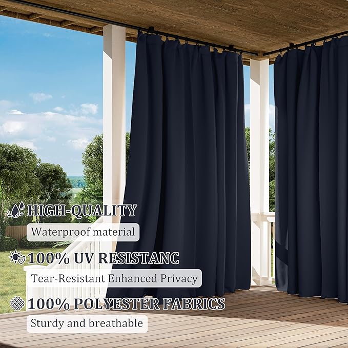 Gazebo Universal Replacement Privacy Curtain,10'×13' Gazebo Outdoor Waterproof Curtains, 4-Panels Sidewall Curtains with Double Zipper for Patio Canopy, Garden and Backyard (Curtain Only)