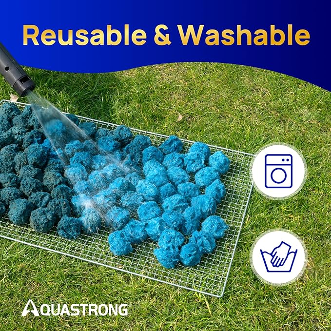 AQUASTRONG Pool Filter Balls for Sand Filter Pump, 3.1 lbs Reusable Sand Filter Balls (Replaces 100 lbs of Sand), Efficient Blue Filter Balls for Swimming Pools, Filter Pumps, Aquariums