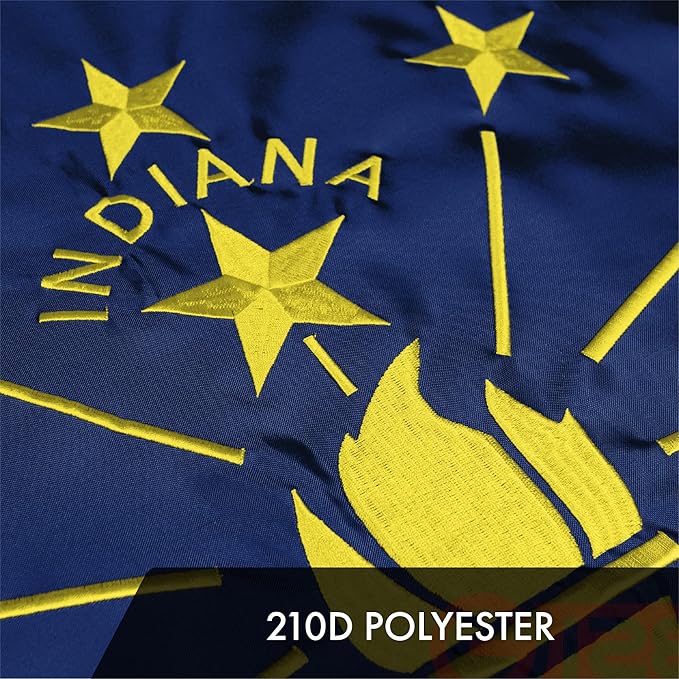 G128 Indiana State Flag | 2.5x4 Ft | ToughWeave Series Embroidered 300D Polyester | Embroidered Design, Indoor/Outdoor, Brass Grommets