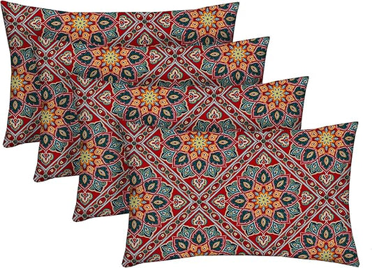 RSH DECOR: Lumbar Throw Pillows Set of 4 | 20” x 12" | All-Weather Spun Fabric | Water and Fade-Resistant | Outdoor Support Pillows for Patio Furniture | Medlo Sonoma