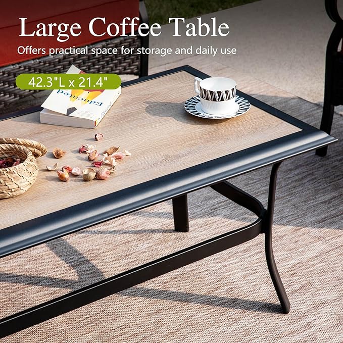 Sophia & William Patio Furniture Set, 5 Piece Metal Outdoor Conversation Set with 3-Seater Outdoor Couch, 2 Swivel Chairs, 1 Loveseat,1 Coffee Table for Outdoor Seating, Backyard, Porch(Blue)