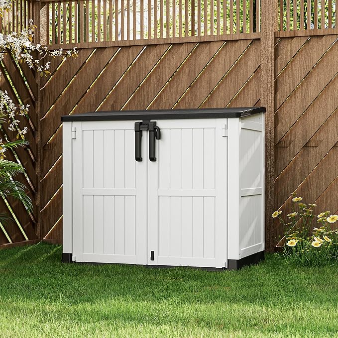 NUNU LAB Outdoor Storage Cabinet 36 Cu.Ft Garden Storage Shed Waterproof Lockable for Garden Hoses, Generator, and Lawn Mower